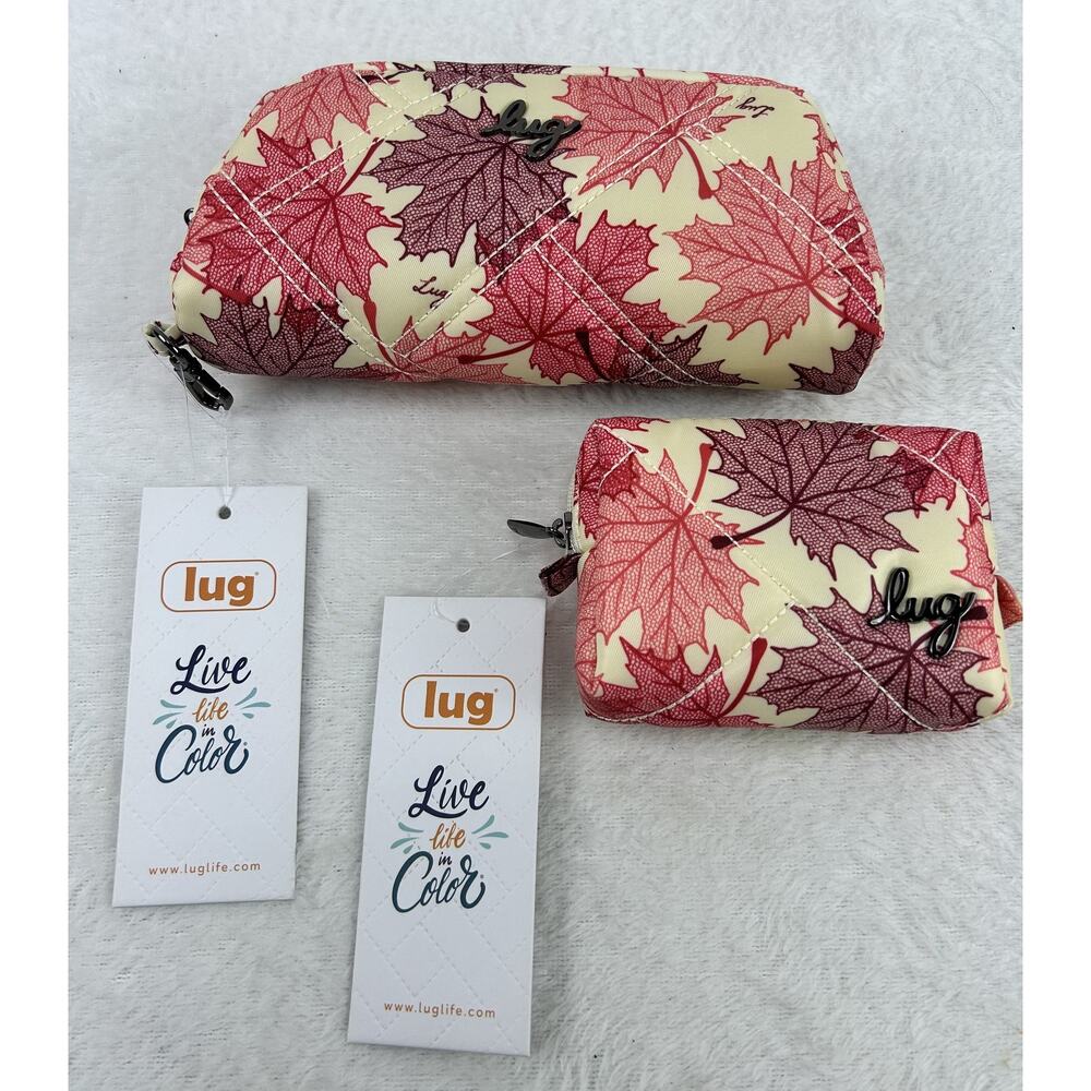 Lug Eyeglass Holder & Mini Pill Organizer Case Set Maple Cream Choo Fall Leaf